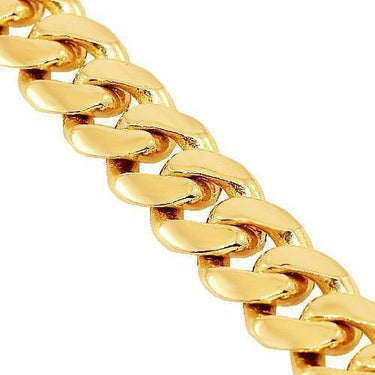 14K Yellow Solid Gold Mens Cuban Chain 12 mm